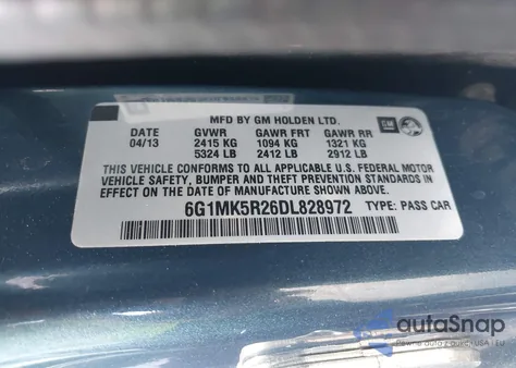 2013 Chevrolet Caprice Police from USA, damaged, VIN 6G1MK5R26DL828972